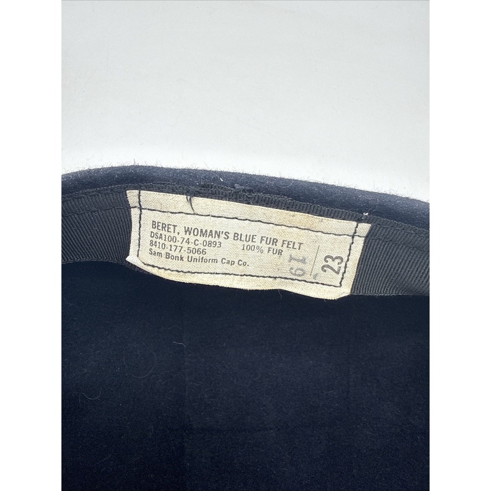 Vintage Sam Bonk Women's Blue Beret Civil Air Patrol With Eagle Insignia Size 23 - Picture 4 of 6